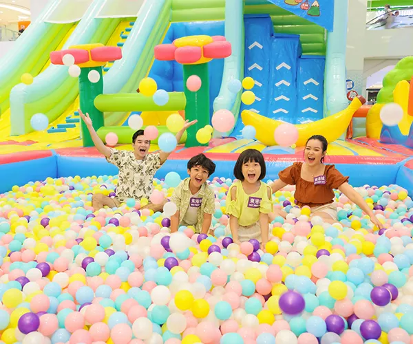 Inflatable play area featuring Singapore landmarks