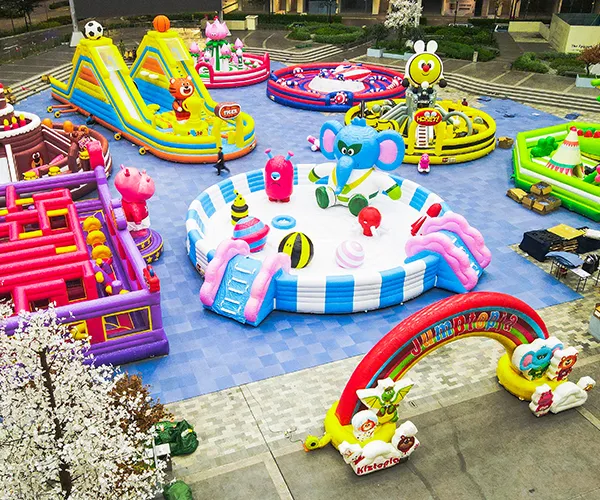 Kids playing in a bouncy castle at Jumptopia event